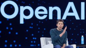 Sam Altman discussing OpenAIs ChatGPT advancements at a press conference, emphasizing AI innovation and future developments