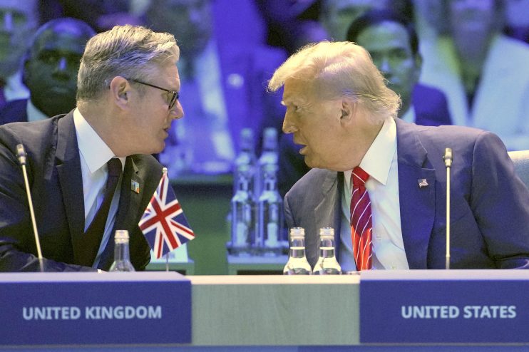 Keir Starmer and Donald Trump in a joint appearance discussing political strategies and international relations.