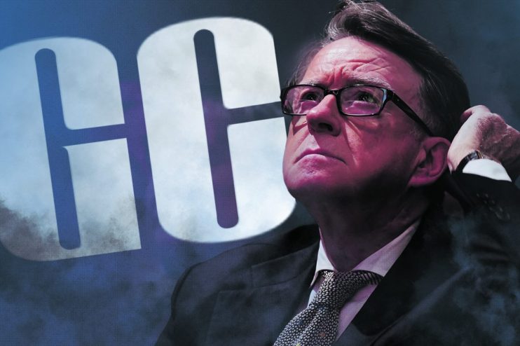 Peter Mandelson speaking at a Global Counsel event on international relations and economic policy, addressing a business a...