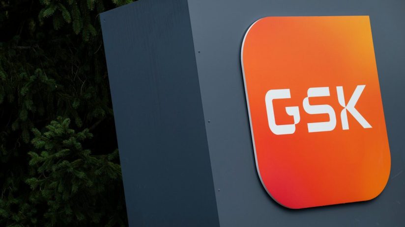 GSK logo displayed prominently, signifying the companys presence and relevance in the business and healthcare sectors.