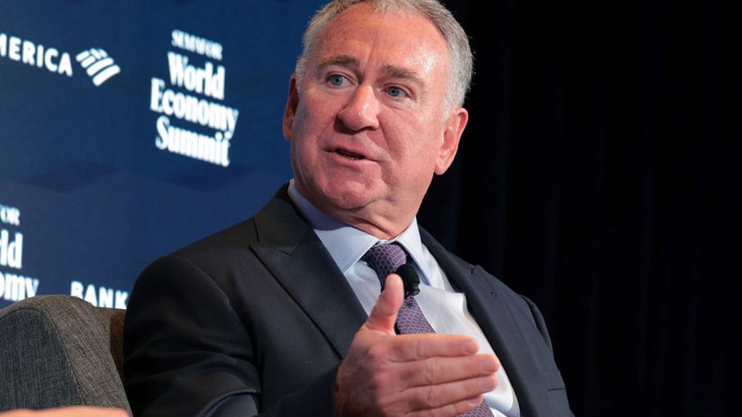 Ken Griffin speaking at Citadel event, emphasizing investment strategies and financial leadership in the business sector