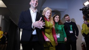 Green leader Zack Polanksi and new MP Hannah Spencer.