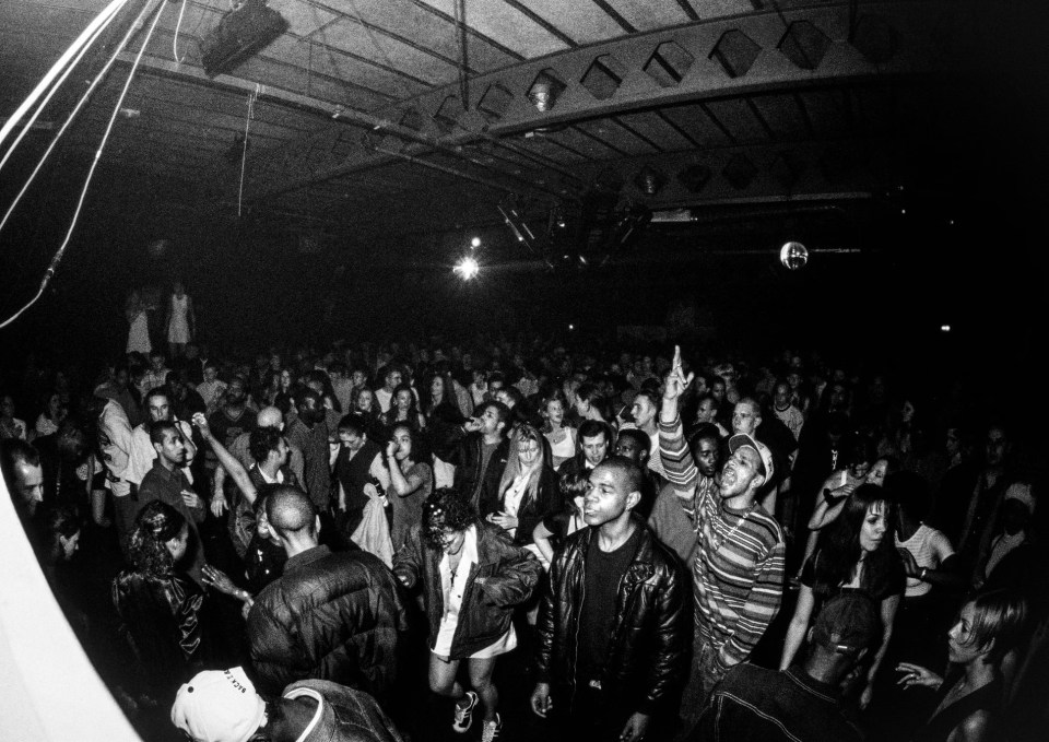 Goldie engaging with the crowd at Ministry of Sound in 1994, DJ Magazine coverage, showcasing 90s electronic music culture