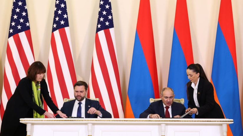 JD Vance visiting Armenia, engaging in discussions with local leaders, highlighting international diplomatic relations