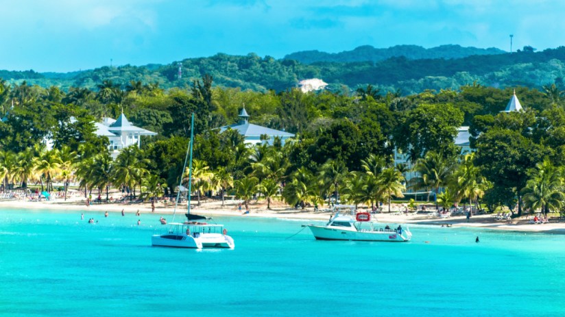 Jamaican rum bottles displayed on a wooden shelf, showcasing diverse labels and vibrant colors in a rustic setting
