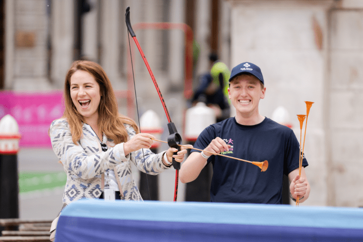 Participants engaging in various sports activities at the London sports festival, showcasing community and athletic spirit.