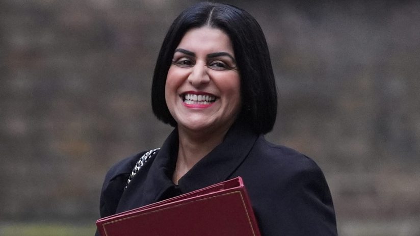 Shabana Mahmood speaking at a press conference, addressing key issues related to recent political developments.