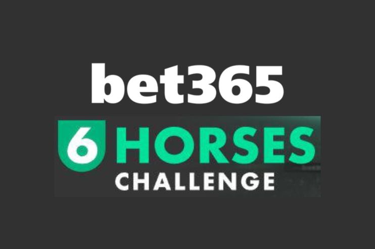 Bet365 6 Horses Challenge promotional banner featuring horse racing imagery, highlighting a new betting event opportunity.