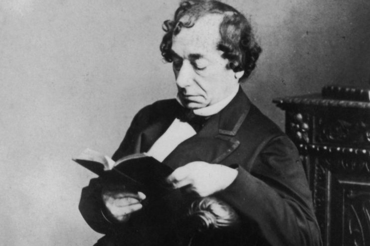 Benjamin Disraeli portrait, 19th-century British Prime Minister, showcasing his distinctive attire and confident expression