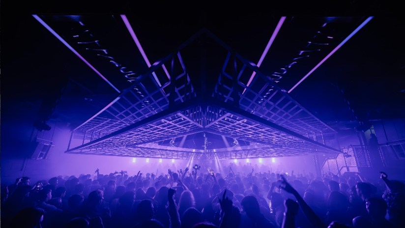 Ministry of Sounds iconic logo and vibrant club lights, showcasing the dynamic nightlife atmosphere in London