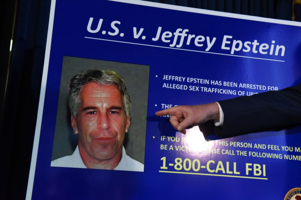 Jeffrey Epstein mug shot displaying a serious expression, related to ongoing investigations and news coverage.