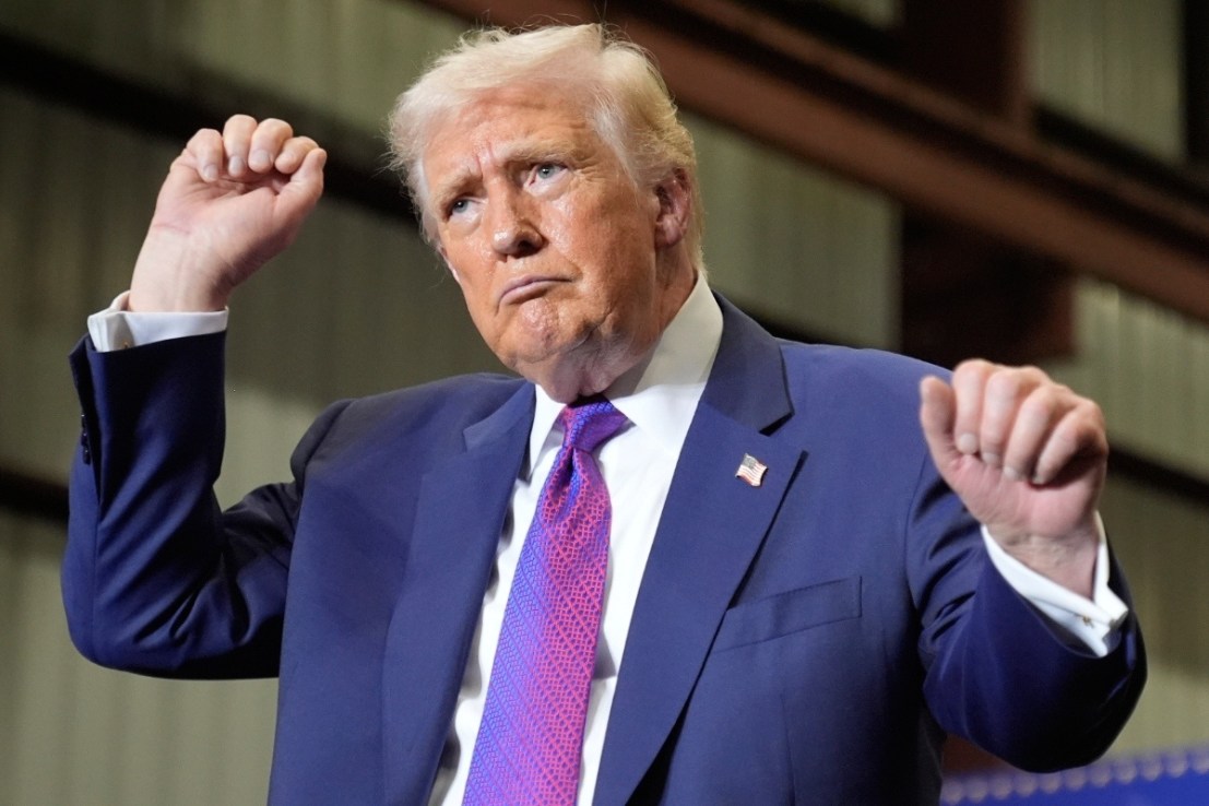 Trump dancing at campaign rally. (Image: PA).