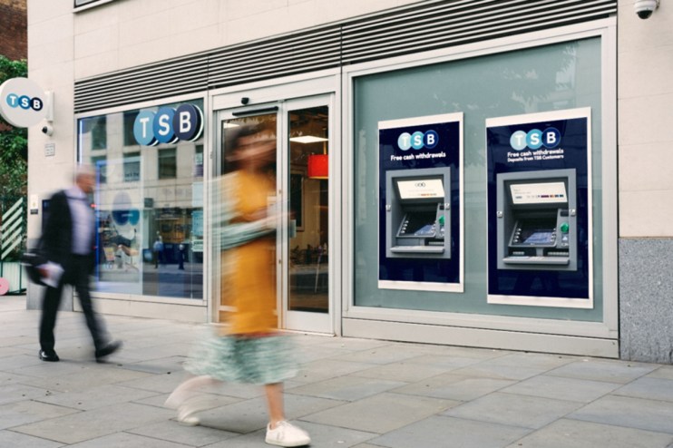 TSB Bank branch exterior showcasing modern architecture and signage in a bustling urban setting