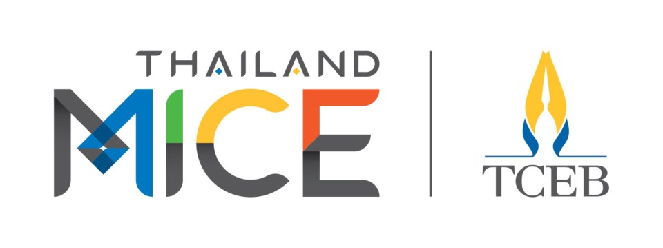 Thailand MICE event logo with TCEB branding, showcasing vibrant colors and representing the business tourism sector.
