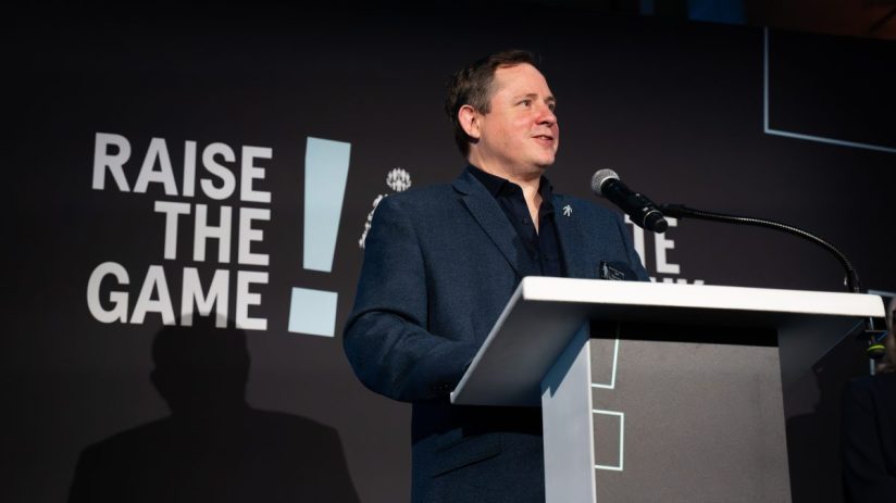 Alastair Lukies discussing AI advancements at Endava conference