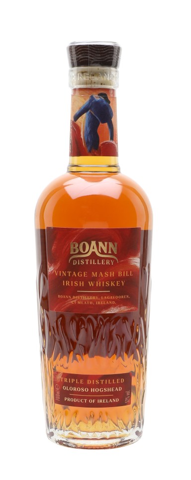 Boann Distillery in 2021 showcasing traditional copper pot stills and modern whiskey production equipment in a vibrant set...