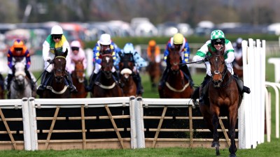 Business professionals discussing market trends in a modern conference room with charts and graphs displayed on a digital ...