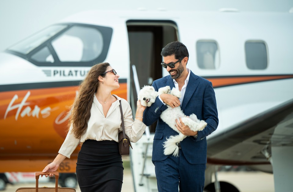 HansJet private jet interior showcasing luxury lifestyle, designed by Rene Rossignaud, with elegant furnishings and modern...