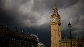 Westminster Houses of Parliament under clear sky, iconic London landmark representing UK government and politics