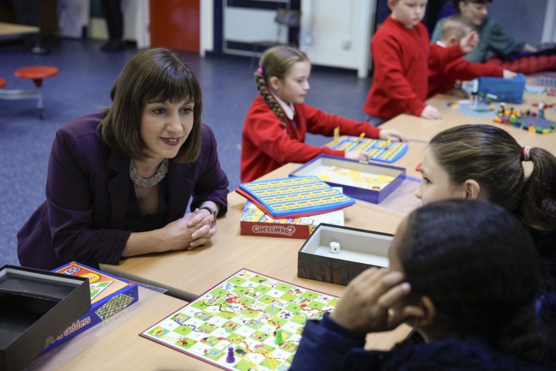 LIVERPOOL, ENGLAND - SEPTEMBER 27: Labour’s Shadow Education Secretary Bridget Phillipson talks to children and staff during a visit to the breakfast club at Holy Cross Catholic Primary School on September 27, 2022 in Liverpool, England The Labour Party are holding their annual conference in Liverpool this year. Issues on the agenda are the cost of living crisis, including a call for a reinforced windfall tax, proportional representation and action on the climate crisis. (Photo by Christopher Furlong/Getty Images)