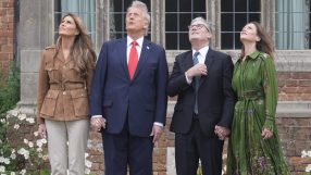 Donald Trump and Keir Starmer engaged in discussion at a high-profile political event, capturing international media atten...