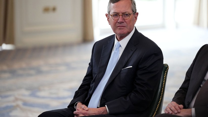 US Ambassador Warren Stephens at a press conference addressing diplomatic relations and policy initiatives in Washington, ...