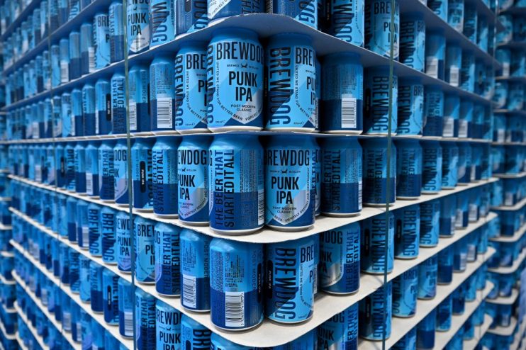BrewDog cans displayed in a variety of flavors and vibrant designs, highlighting the brands diverse craft beer selection.
