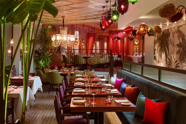 Veeraswamy restaurant interior showcasing elegant decor and ambiance, highlighting its historic charm and culinary excelle...