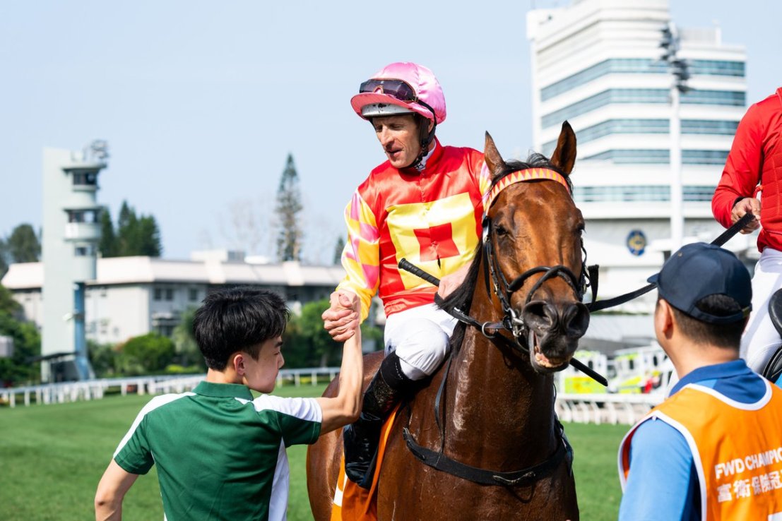 Hugh Bowman won the FWD Champions Mile on My Wish 