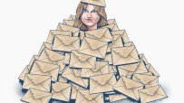 Anna overwhelmed by a flood of emails, striving for inbox zero amidst a chaotic digital workspace on a business platform