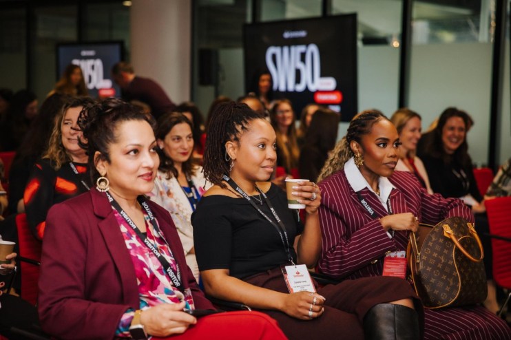 Santander SW50 conference showcasing latest business innovations with attendees networking and discussing industry trends