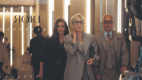 Meryl Streep and Anne Hathaway in a scene from The Devil Wears Prada 2 review, showcasing dramatic fashion industry dynamics