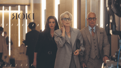 Meryl Streep and Anne Hathaway in a scene from The Devil Wears Prada 2 review, showcasing dramatic fashion industry dynamics