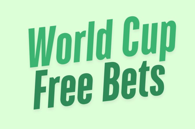 World Cup free bets promotion banner with colorful graphics and betting offers, highlighting major sponsors and tournament...