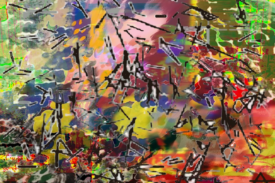 AI robot artist Ai-Da creates intricate artwork in a studio setting, showcasing innovative technology in art.