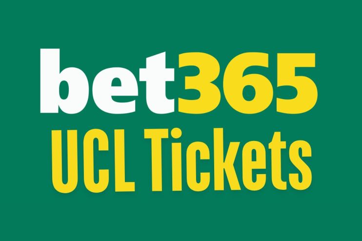 bet365 UCL tickets promotion featuring UEFA Champions League branding and enticing call-to-action for football fans