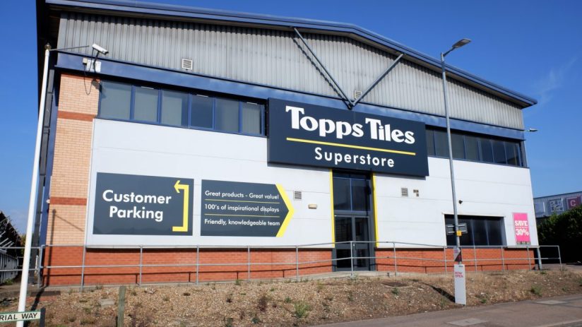 Topps Tiles showroom interior showcasing a variety of tile designs and patterns for home and commercial renovations.
