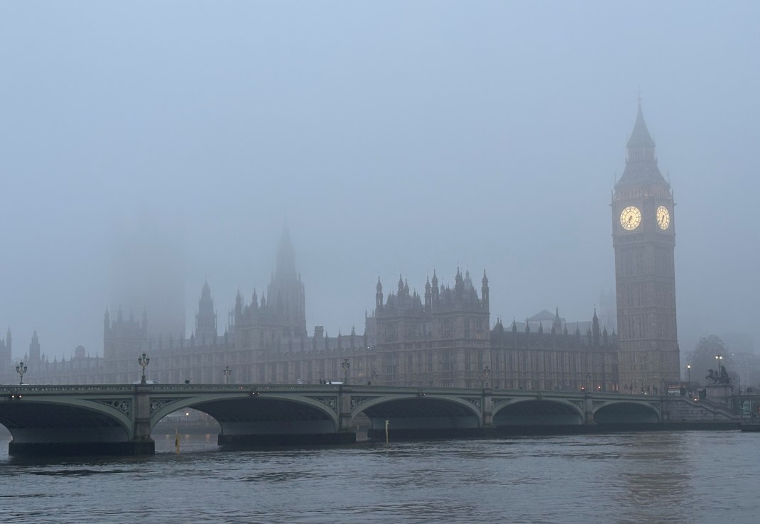 The Houses of Parliament surrounded in mist last month. David Hughes/PA Wire