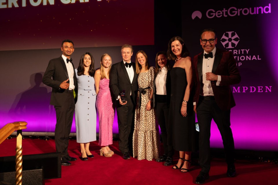 Balderton Capital team celebrating City AM Awards win in a formal setting, showcasing business excellence and achievement