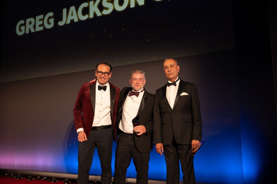 Greg Jackson receives City AM Award at prestigious ceremony, highlighting business leadership and innovation achievements.