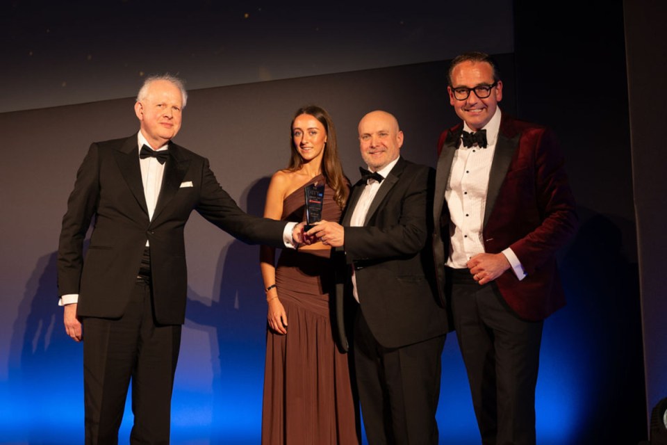 City AM Awards ceremony with McGill receiving an accolade for outstanding contribution in business excellence