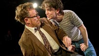 Equus West End theater production featuring dramatic stage setting with actors in period costumes performing a pivotal scene