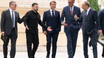 European leaders discussing strategic partnerships at a summit in Brussels, featuring key figures in formal attire