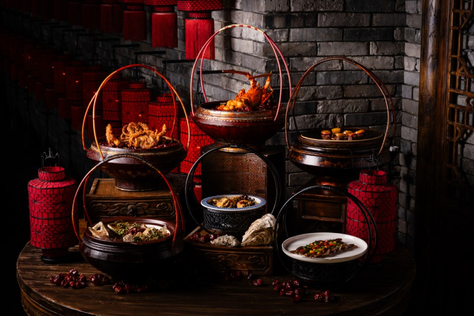 Hutong Shard restaurants red lantern-adorned menu showcasing traditional Chinese cuisine in an elegant setting