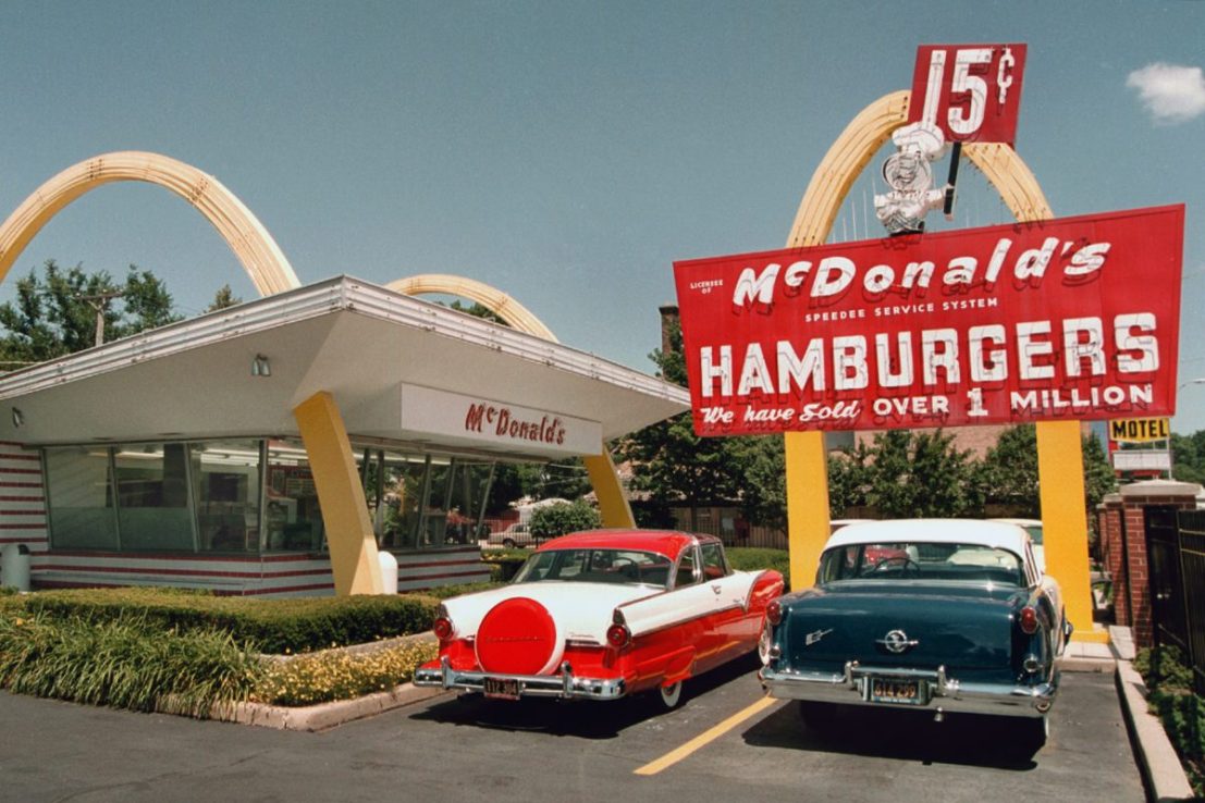 Pictured: the first McDonald's franchise opened in 1955