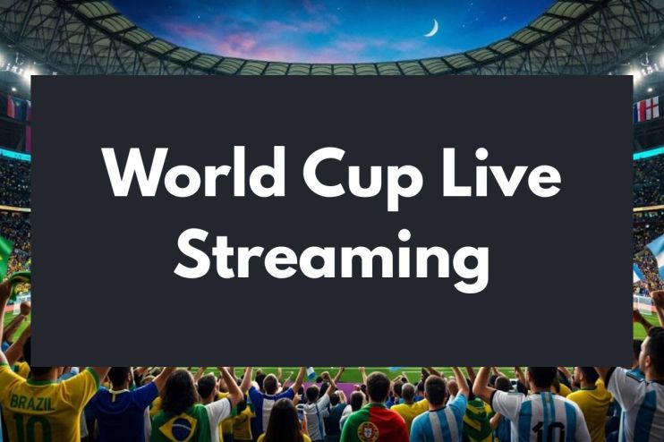 World Cup live streaming coverage with fans watching in a sports bar, featuring national flags and team jerseys