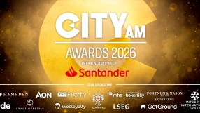 City AM Awards main sponsors display with logos, showcasing business partnerships and event support in a celebratory setting