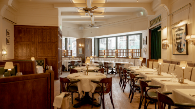 Exterior view of Horsemen Fitzgeralds, the newly opened Irish bar in London, showcasing traditional decor and signage