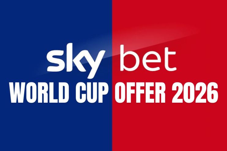 Sky Bet promotional banner for 2026 World Cup offer, featuring vibrant colors and football-themed graphics