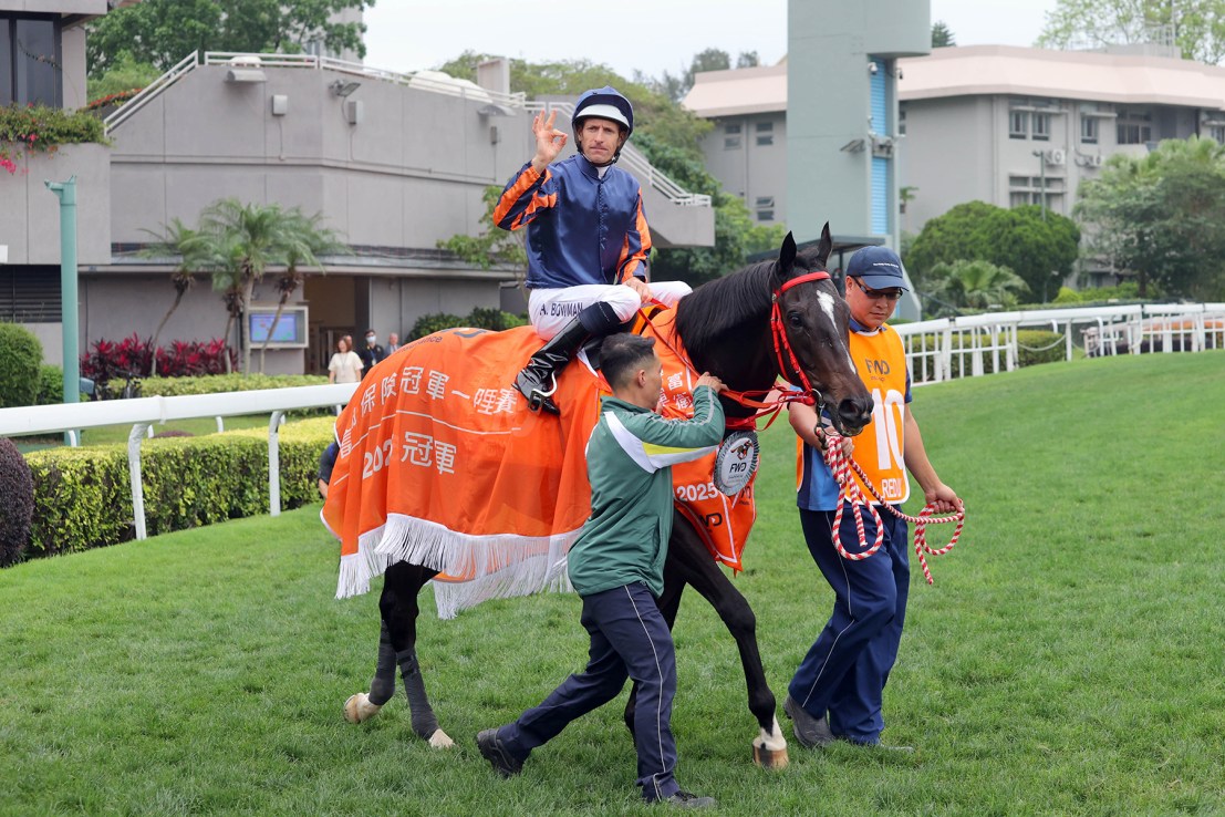 Hugh Bowman rides Casa Rochester at Happy Valley on Wednesday